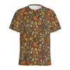 Cartoon Camping Pattern Print Men's Sports T-Shirt