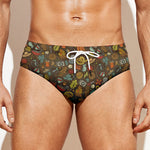 Cartoon Camping Pattern Print Men's Swim Briefs