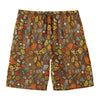 Cartoon Camping Pattern Print Men's Swim Trunks