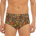 Cartoon Camping Pattern Print Men's Triangle Swim Briefs