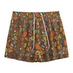 Cartoon Camping Pattern Print Mesh Shorts