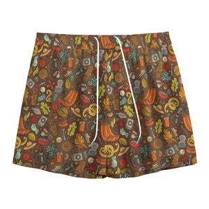 Cartoon Camping Pattern Print Mesh Shorts