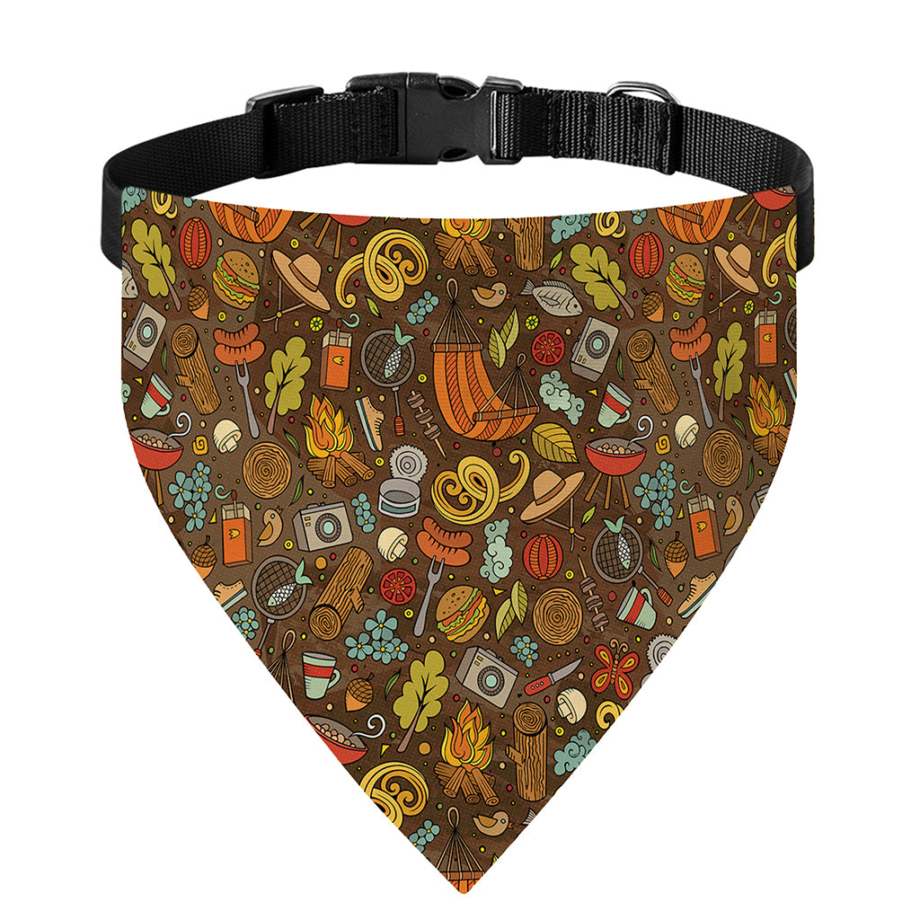 Cartoon Camping Pattern Print Over The Collar Dog Bandana