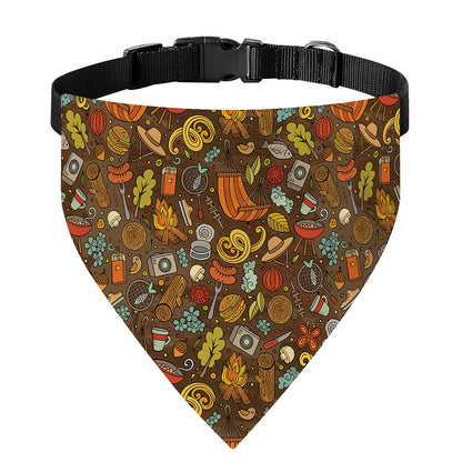 Cartoon Camping Pattern Print Over The Collar Dog Bandana