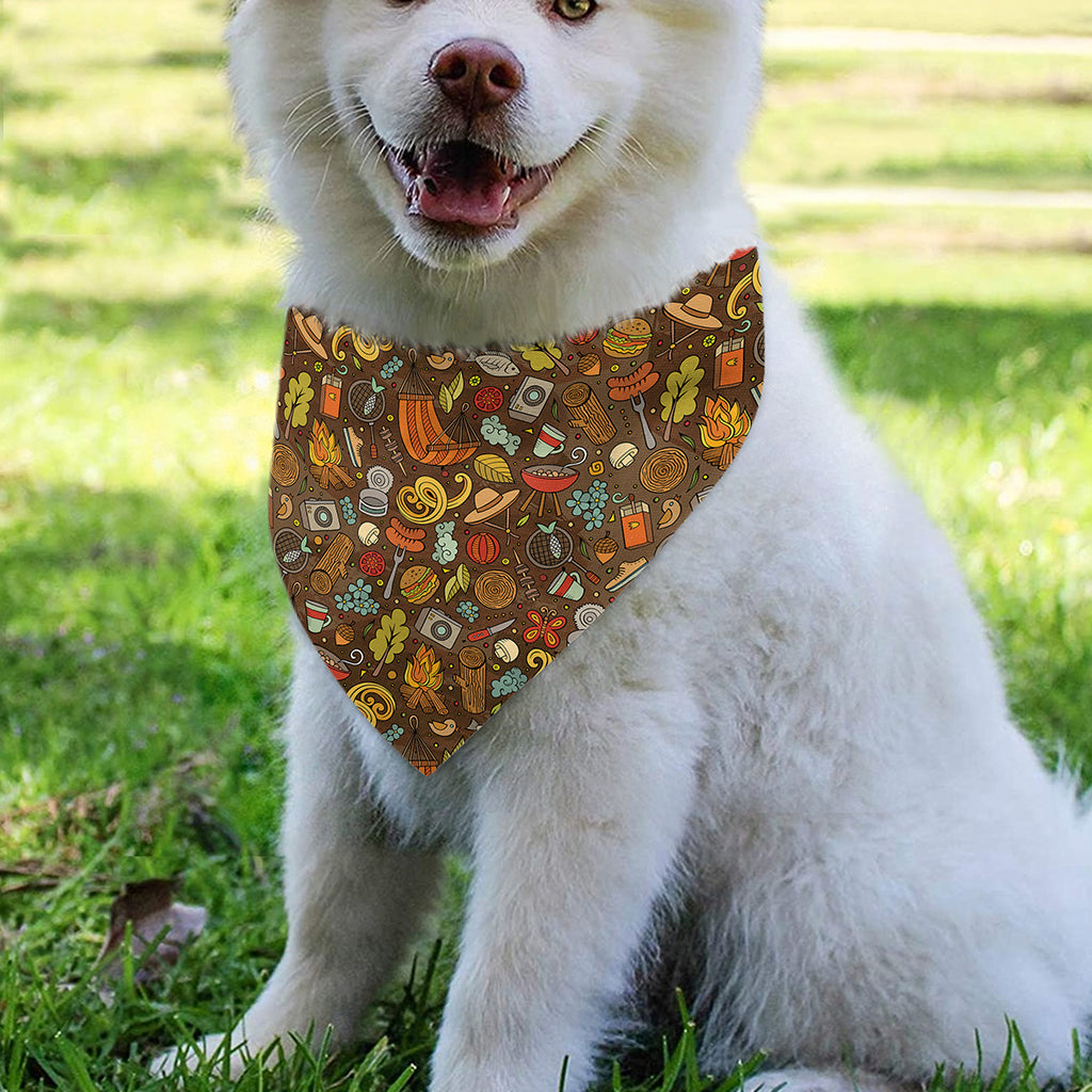 Cartoon Camping Pattern Print Over The Collar Dog Bandana
