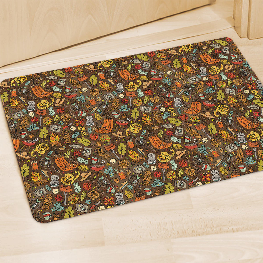 Cartoon Camping Pattern Print Polyester Doormat