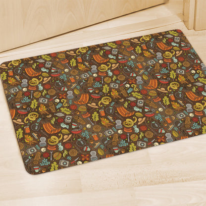 Cartoon Camping Pattern Print Polyester Doormat