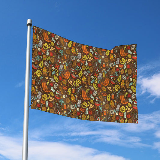 Cartoon Camping Pattern Print Polyester Flag