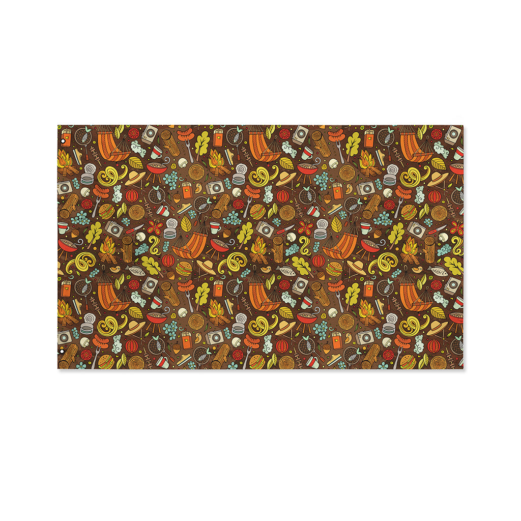 Cartoon Camping Pattern Print Polyester Flag