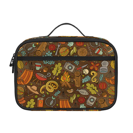 Cartoon Camping Pattern Print Portable Lunch Bag