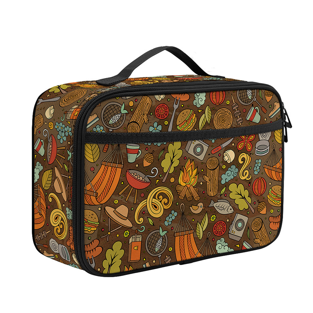 Cartoon Camping Pattern Print Portable Lunch Bag