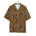 Cartoon Camping Pattern Print Rayon Hawaiian Shirt