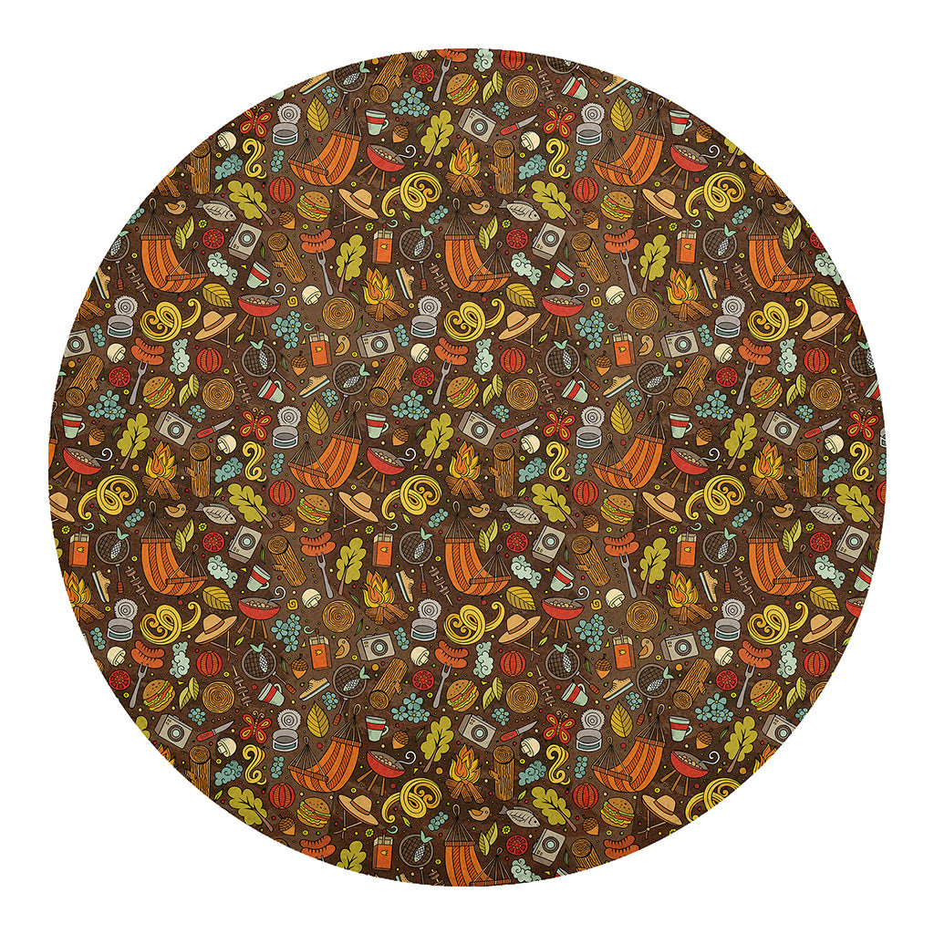 Cartoon Camping Pattern Print Round Blanket