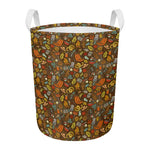 Cartoon Camping Pattern Print Round Laundry Basket