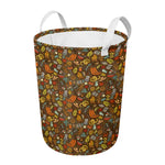 Cartoon Camping Pattern Print Round Laundry Basket