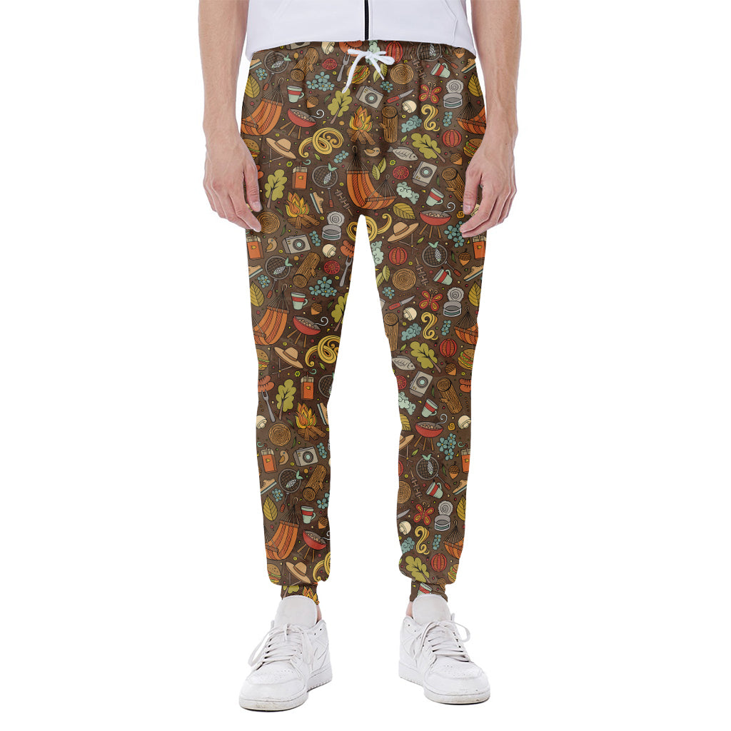 Cartoon Camping Pattern Print Scuba Joggers