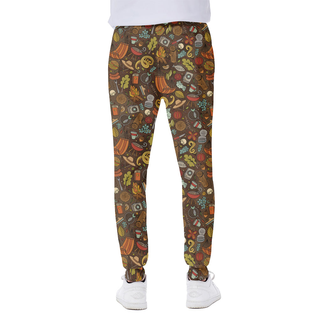 Cartoon Camping Pattern Print Scuba Joggers