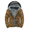 Cartoon Camping Pattern Print Sherpa Lined Zip Up Hoodie