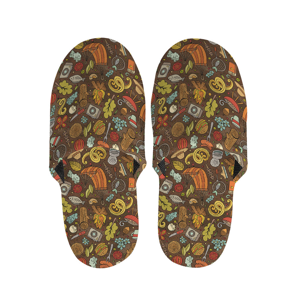 Cartoon Camping Pattern Print Slippers