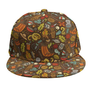 Cartoon Camping Pattern Print Snapback Cap