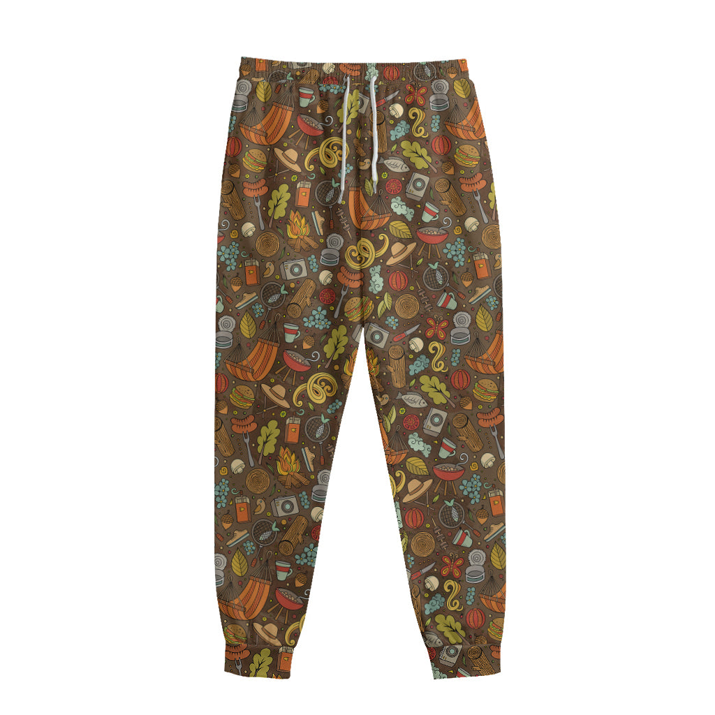 Cartoon Camping Pattern Print Sweatpants