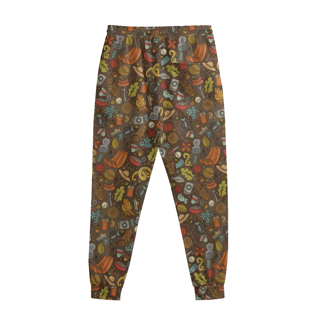 Cartoon Camping Pattern Print Sweatpants