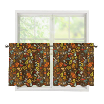 Cartoon Camping Pattern Print Tier Curtains