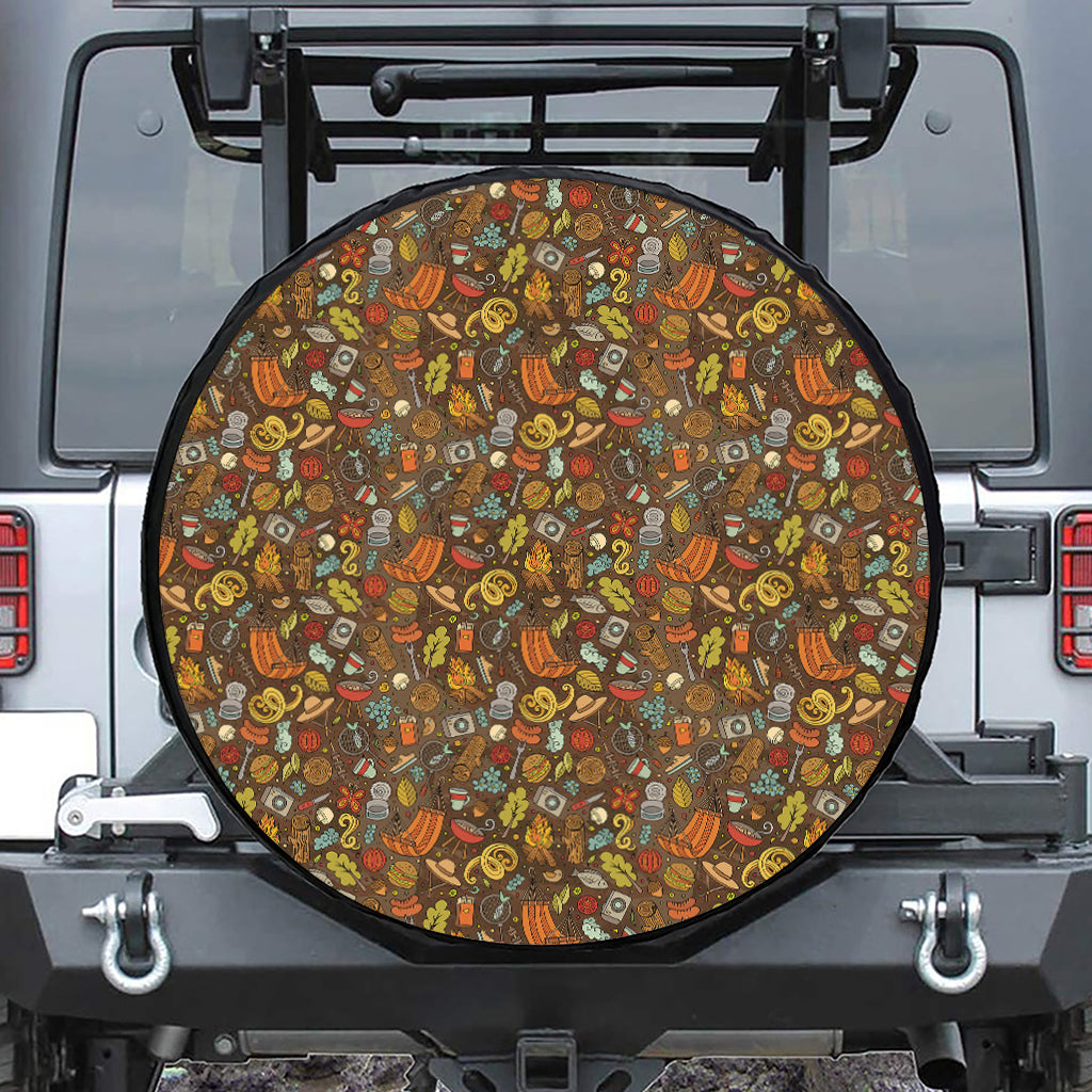 Cartoon Camping Pattern Print Tire Cover