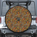Cartoon Camping Pattern Print Tire Cover With Camera Hole