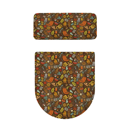 Cartoon Camping Pattern Print Toilet Lid And Tank Cover Set