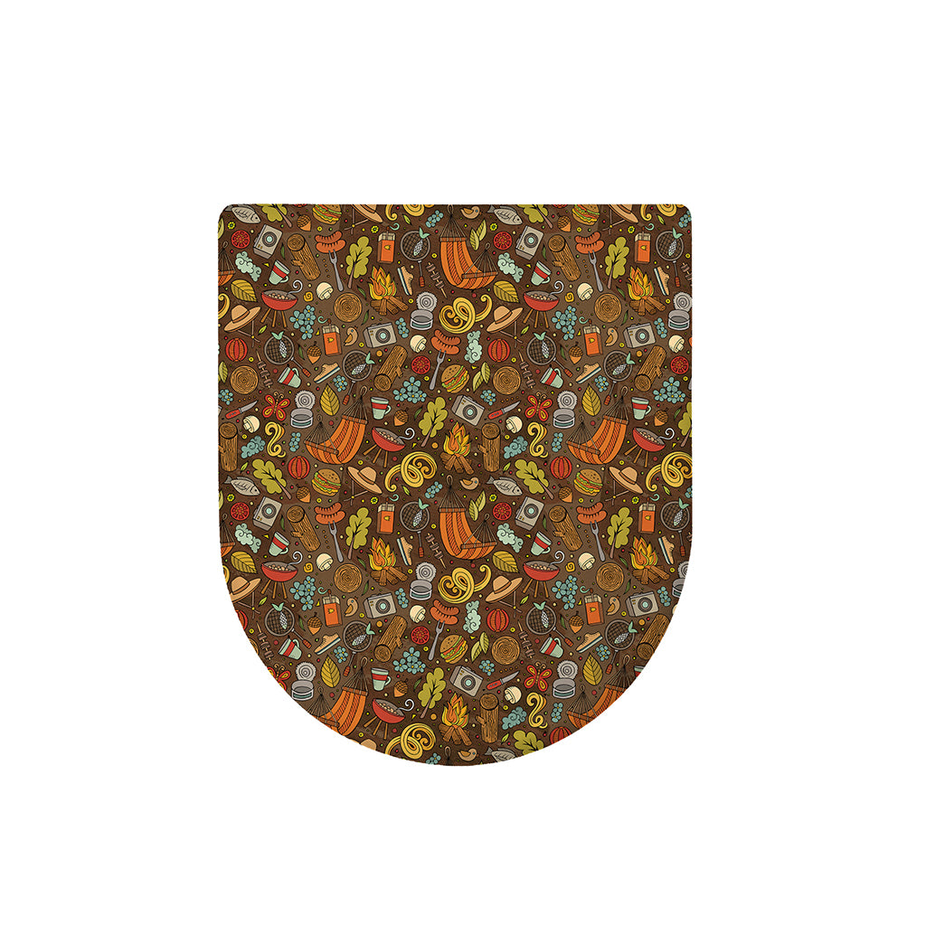 Cartoon Camping Pattern Print Toilet Lid Cover