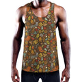 Cartoon Camping Pattern Print Men's Workout Tank Top