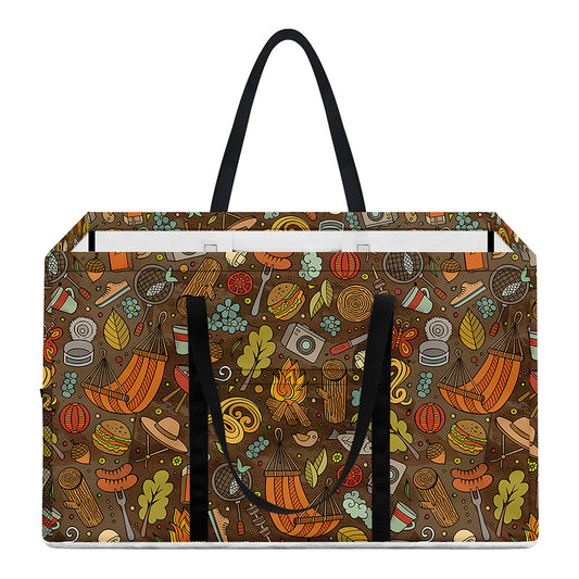 Cartoon Camping Pattern Print Utility Tote Bag