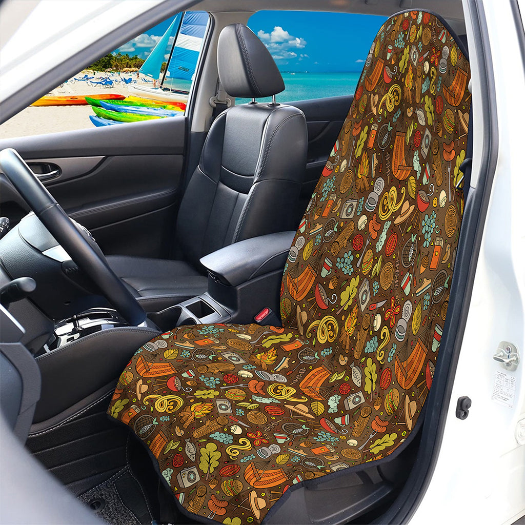 Cartoon Camping Pattern Print Waterproof Car Seat Cover
