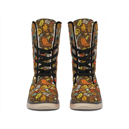 Cartoon Camping Pattern Print Winter Boots