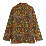 Cartoon Camping Pattern Print Women's Blazer