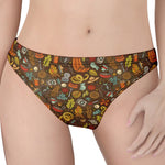 Cartoon Camping Pattern Print Women's Thong