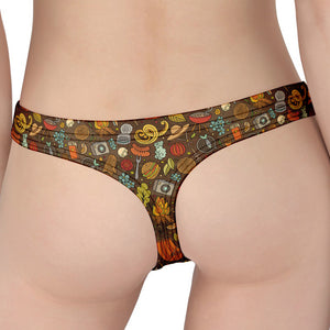 Cartoon Camping Pattern Print Women's Thong