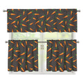 Cartoon Carrot Pattern Print 3 Piece Kitchen Curtains