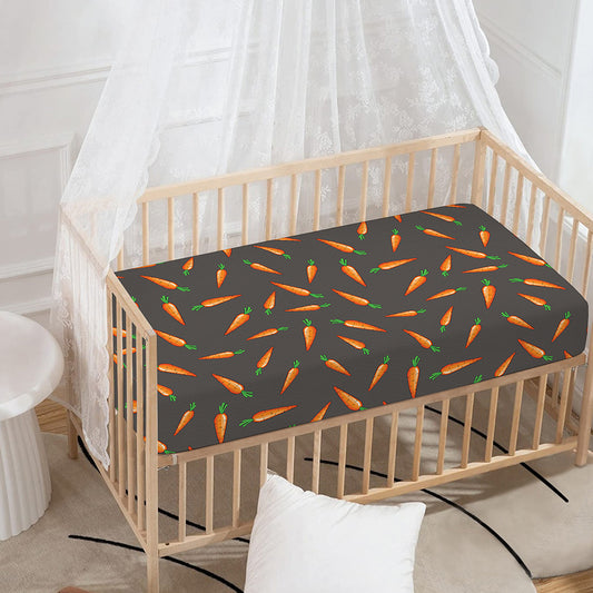 Cartoon Carrot Pattern Print Baby Crib Sheet