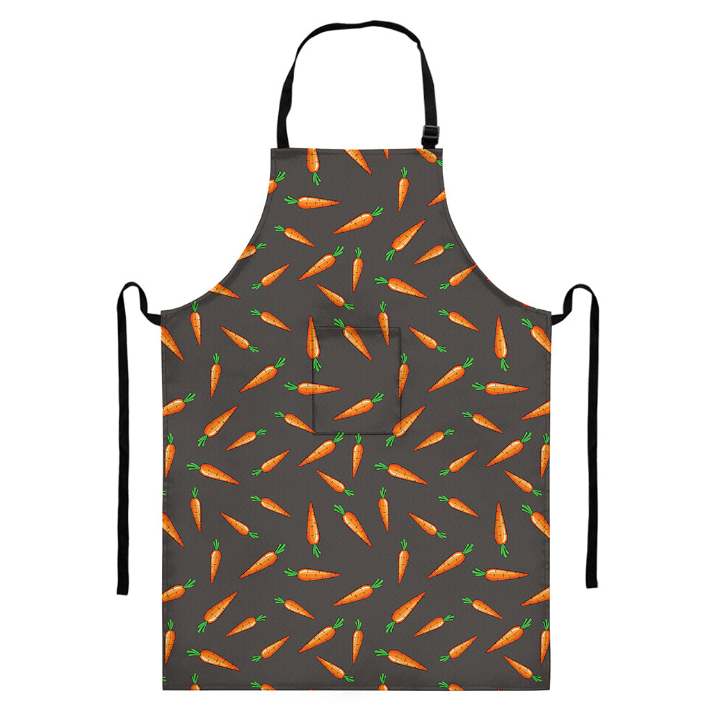 Cartoon Carrot Pattern Print Bib Apron With Pocket