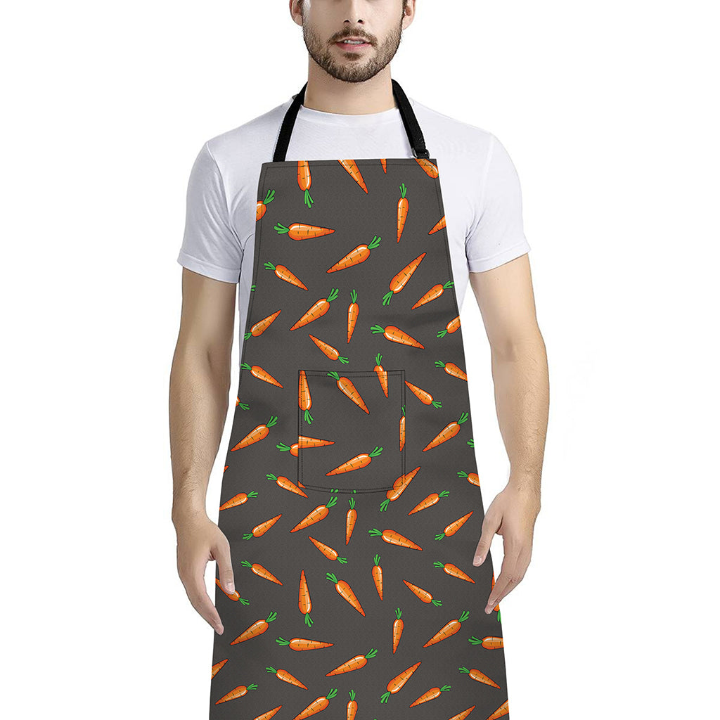 Cartoon Carrot Pattern Print Bib Apron With Pocket