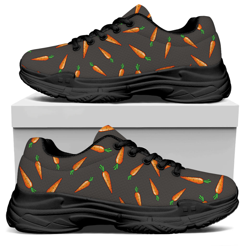 Cartoon Carrot Pattern Print Black Chunky Shoes