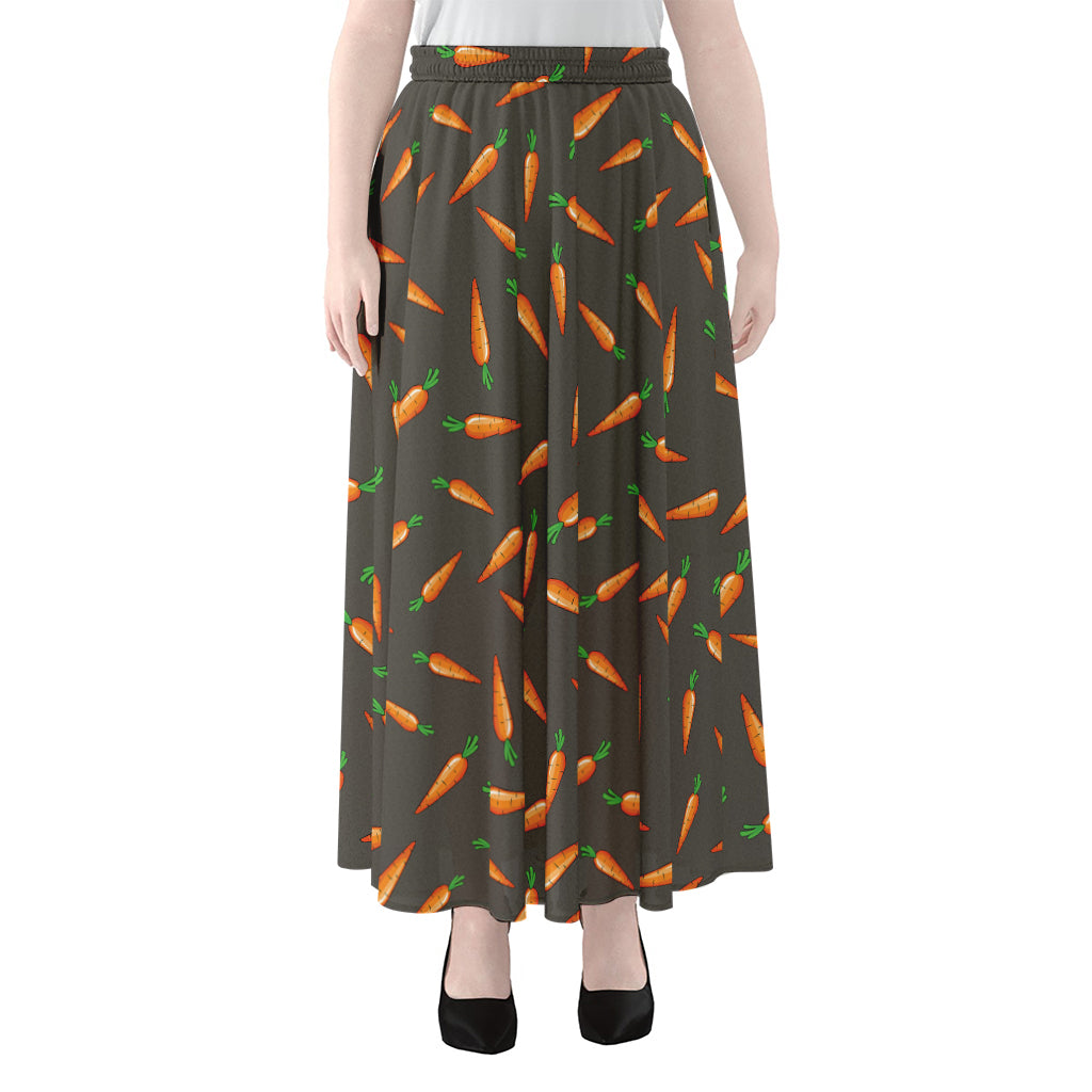 Cartoon Carrot Pattern Print Chiffon Maxi Skirt