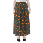 Cartoon Carrot Pattern Print Chiffon Maxi Skirt