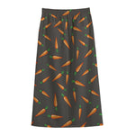 Cartoon Carrot Pattern Print Cotton Front Slit Maxi Skirt