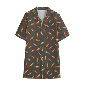 Cartoon Carrot Pattern Print Cotton Hawaiian Shirt