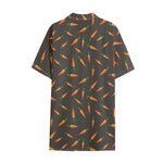 Cartoon Carrot Pattern Print Cotton Hawaiian Shirt