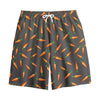 Cartoon Carrot Pattern Print Cotton Shorts