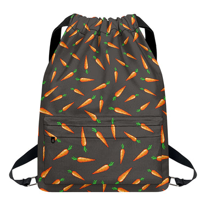 Cartoon Carrot Pattern Print Drawstring Backpack